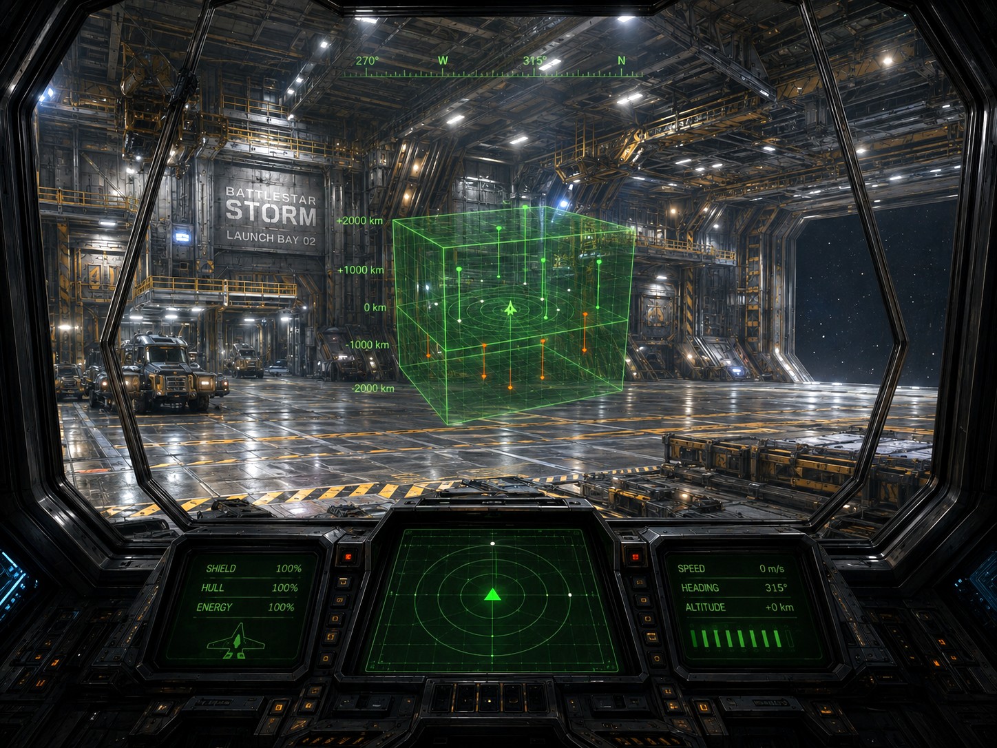 3D-Radar im Hangar der Battlestar Storm